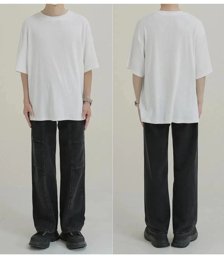 Drape-free Ironing Striped Breathable T-shirt
