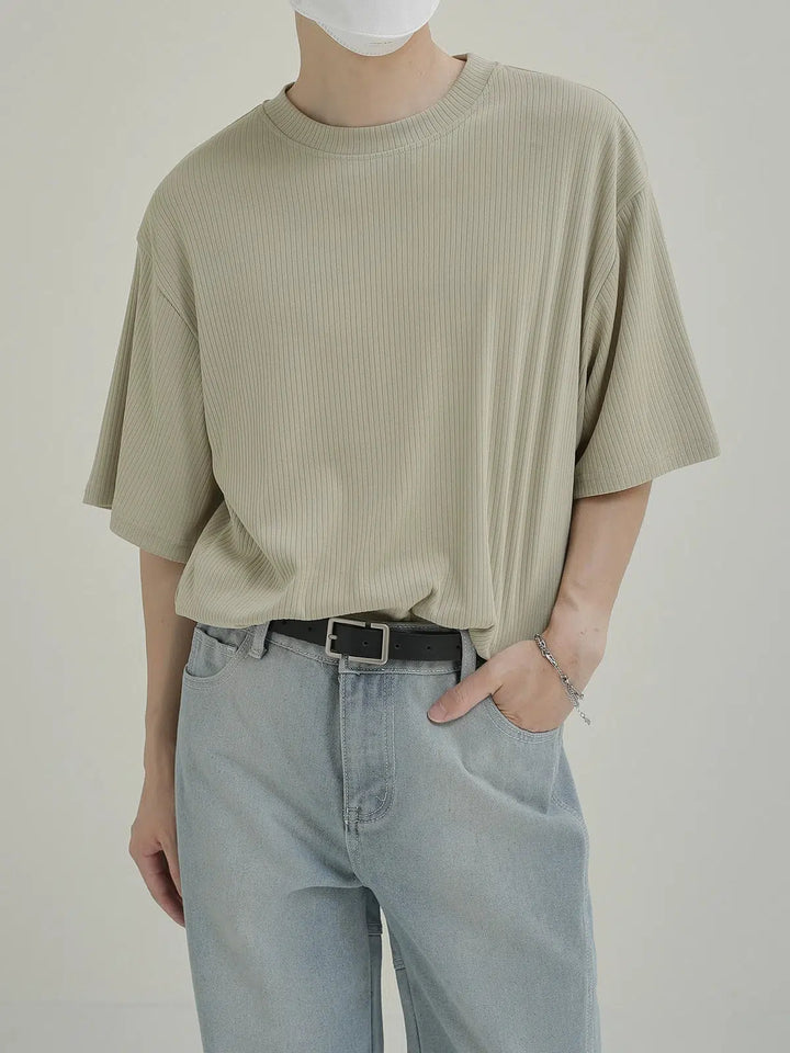 Drape-free Ironing Striped Breathable T-shirt