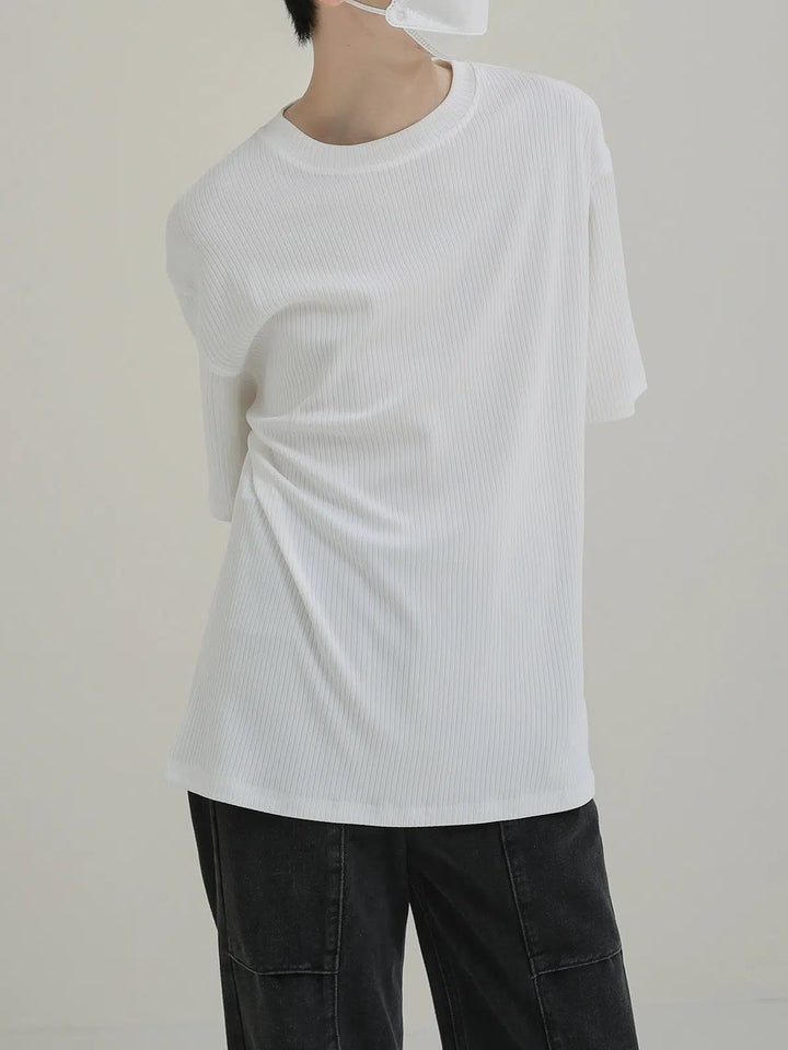 Drape-free Ironing Striped Breathable T-shirt