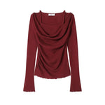 Draped Knit Turtleneck Sweater