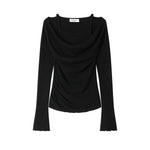 Draped Knit Turtleneck Sweater