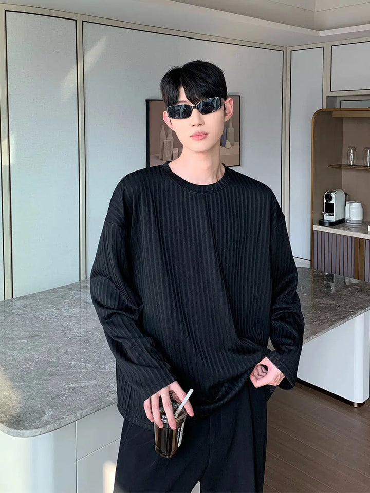 Drapey Pleated Round Neck Bottoming Shirt
