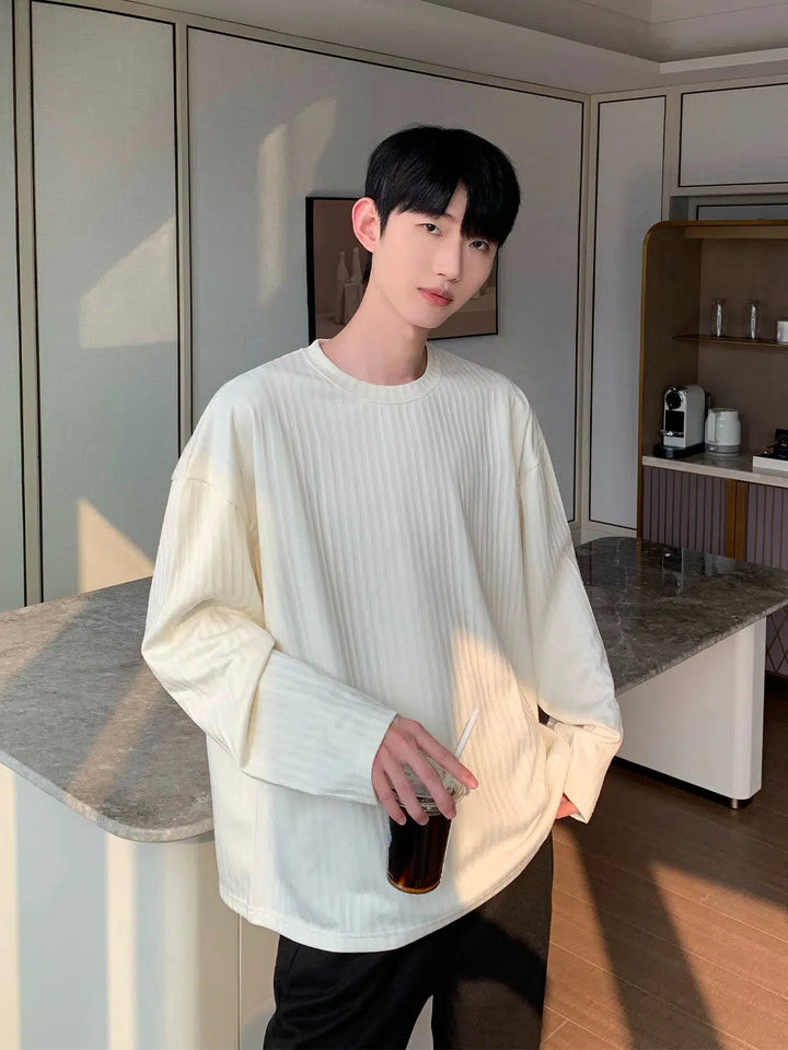 Drapey Pleated Round Neck Bottoming Shirt