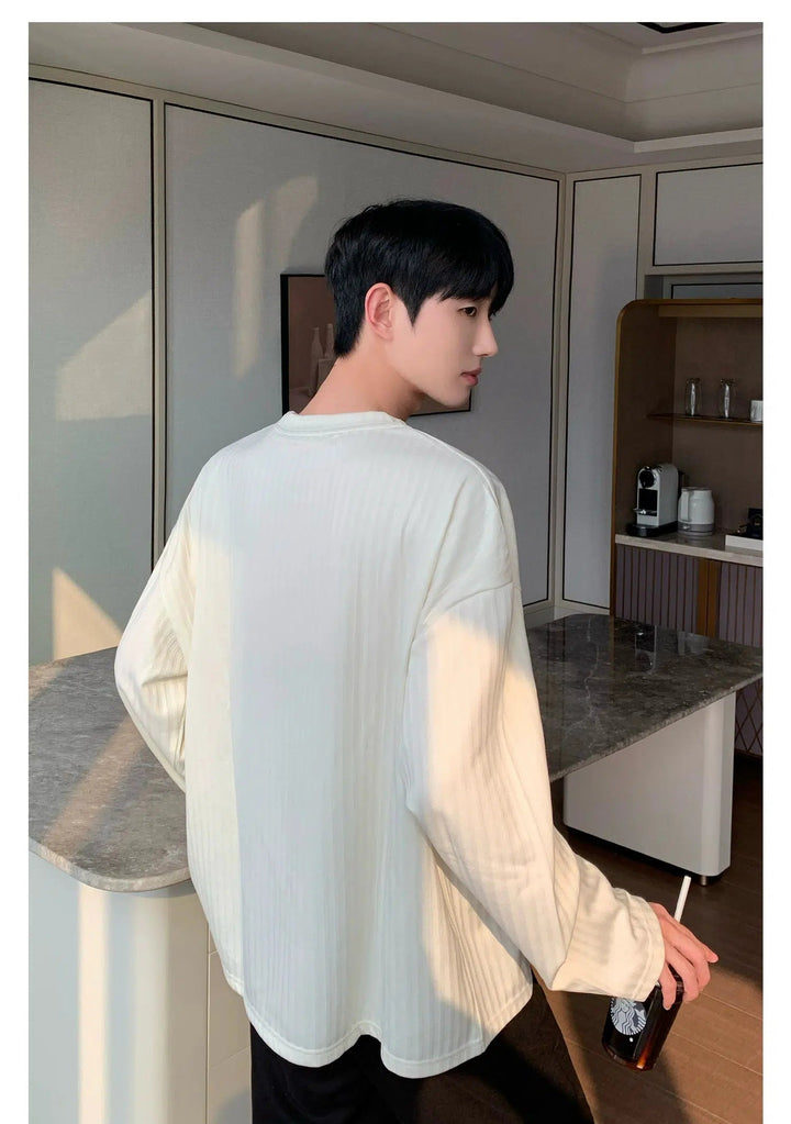 Drapey Pleated Round Neck Bottoming Shirt