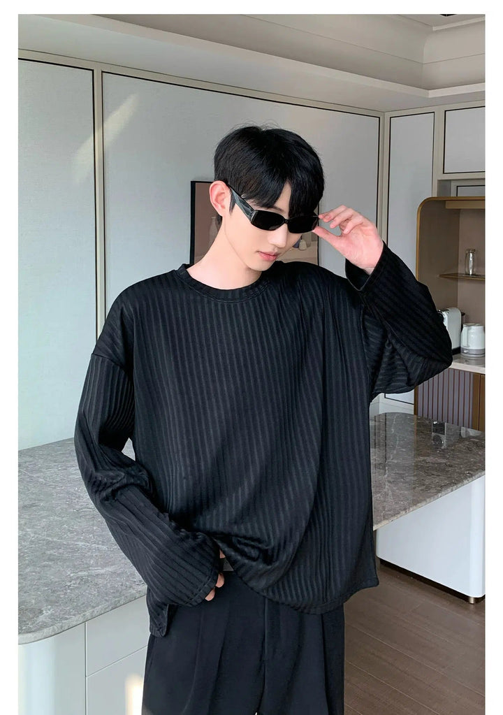 Drapey Pleated Round Neck Bottoming Shirt