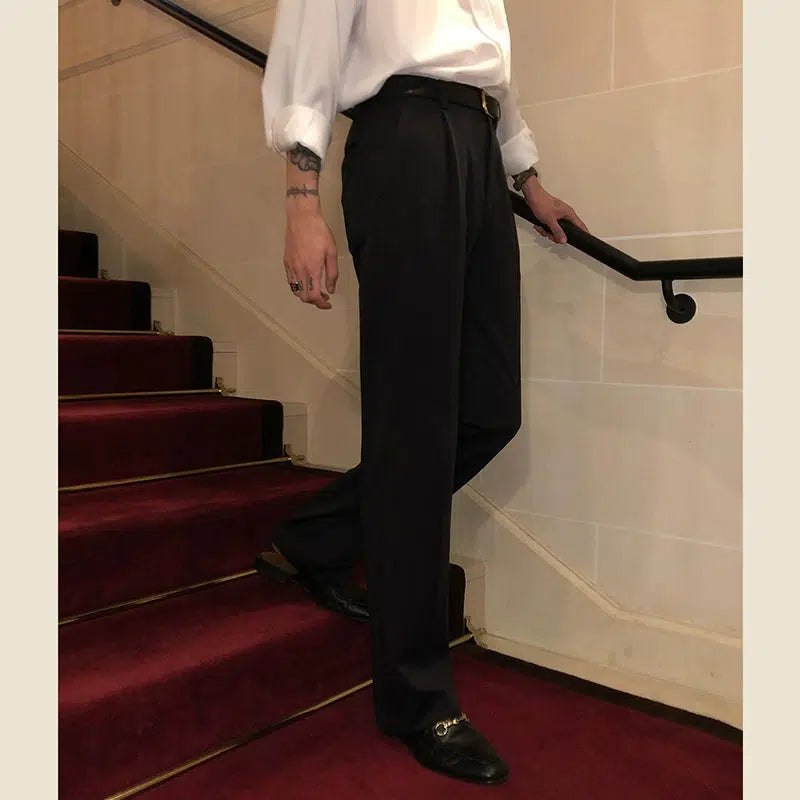 Drapey Straight-leg Suit Pants