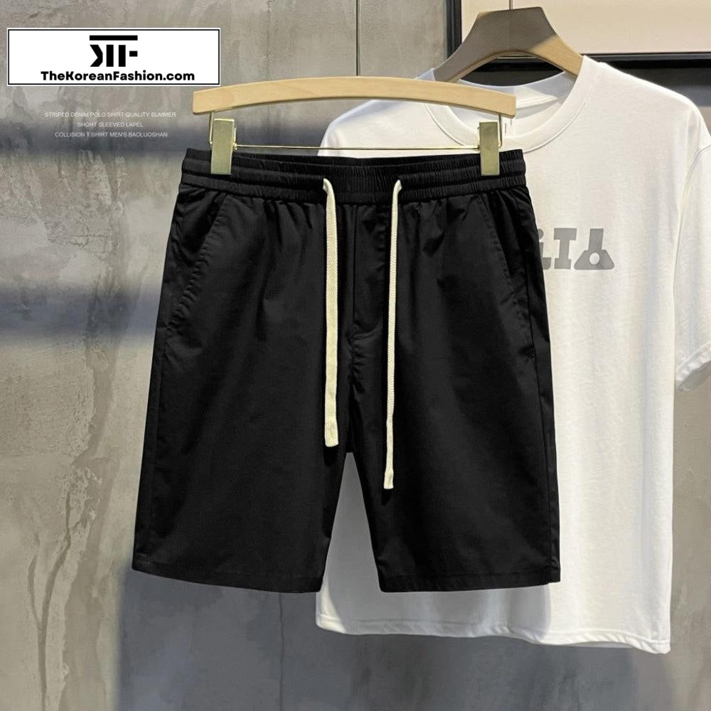 Drawstring Cotton Slim-fit Shorts