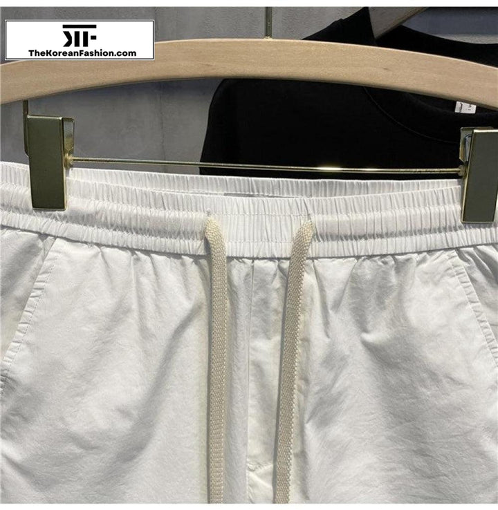 Drawstring Cotton Slim-fit Shorts