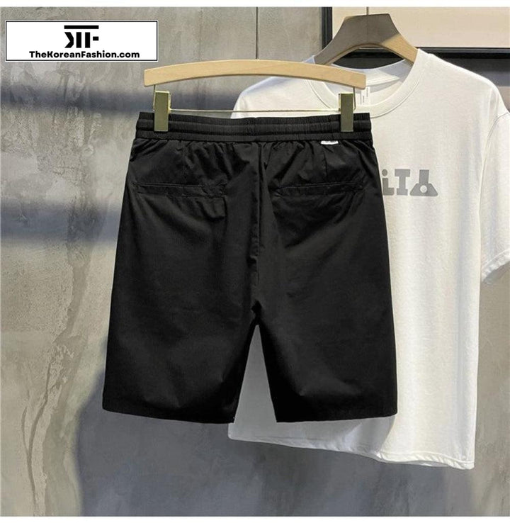 Drawstring Cotton Slim-fit Shorts