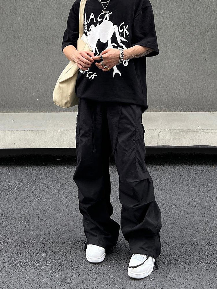 Drawstring Cuff Nylon Cargo Pants