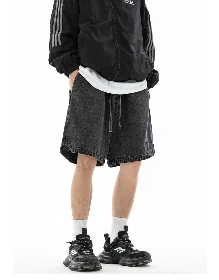 Drawstring Denim Shorts