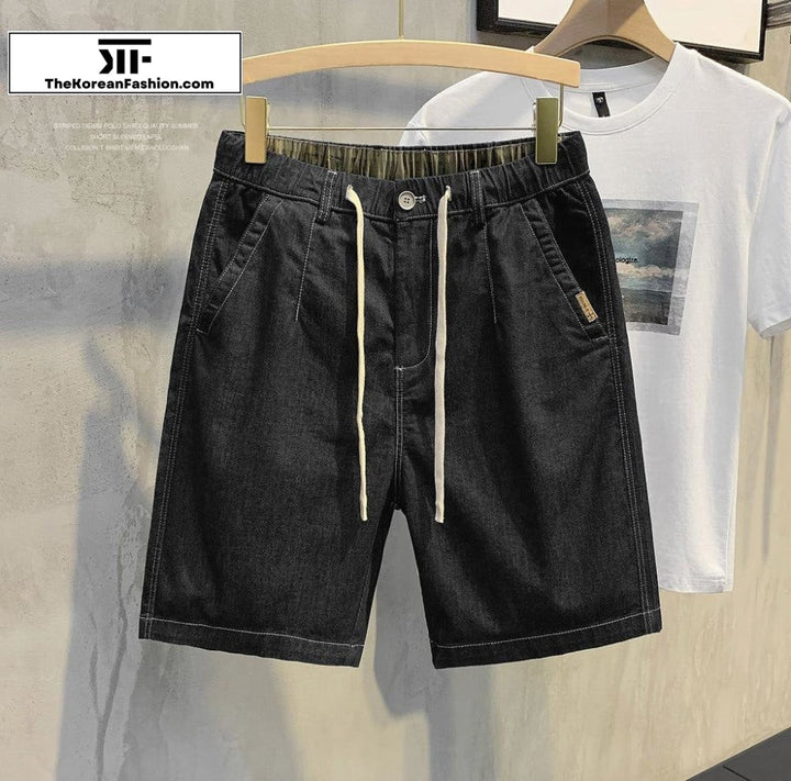 Drawstring Denim Shorts