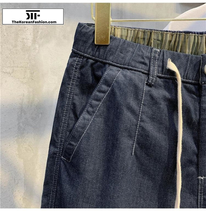 Drawstring Denim Shorts