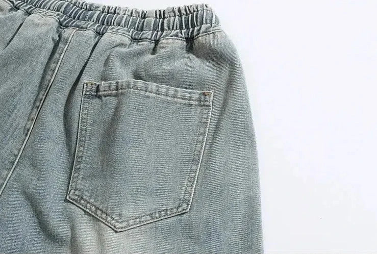 Drawstring Denim Shorts