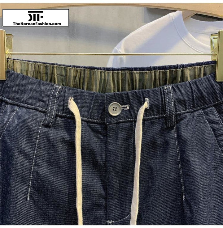 Drawstring Denim Shorts