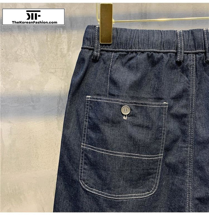 Drawstring Denim Shorts