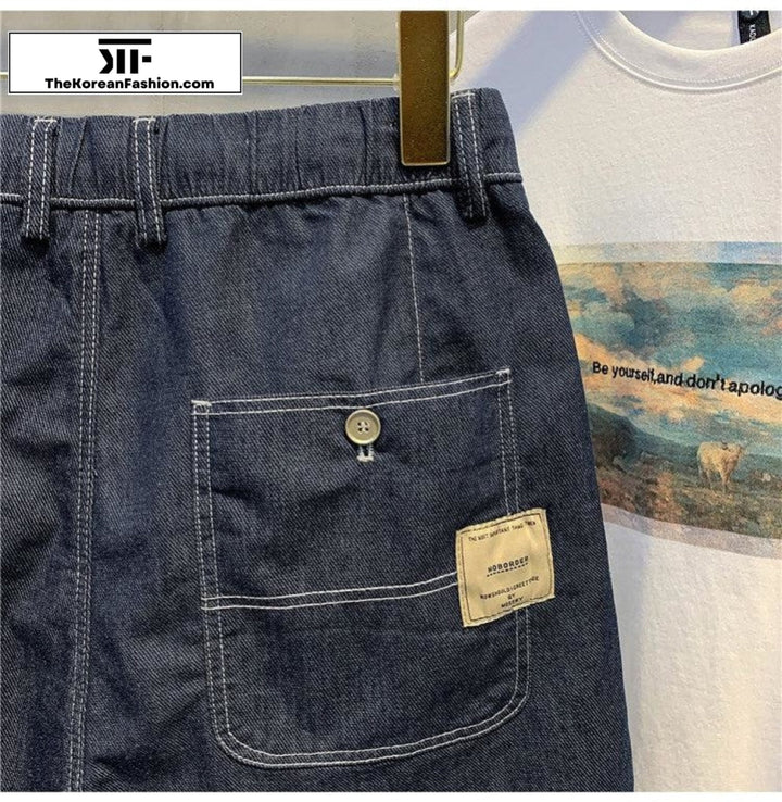 Drawstring Denim Shorts