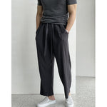 Drawstring Drape Pleated Pants