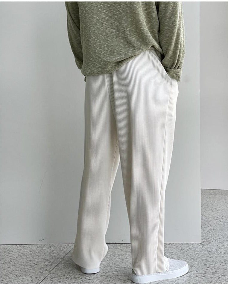 Drawstring Drape Pleated Pants