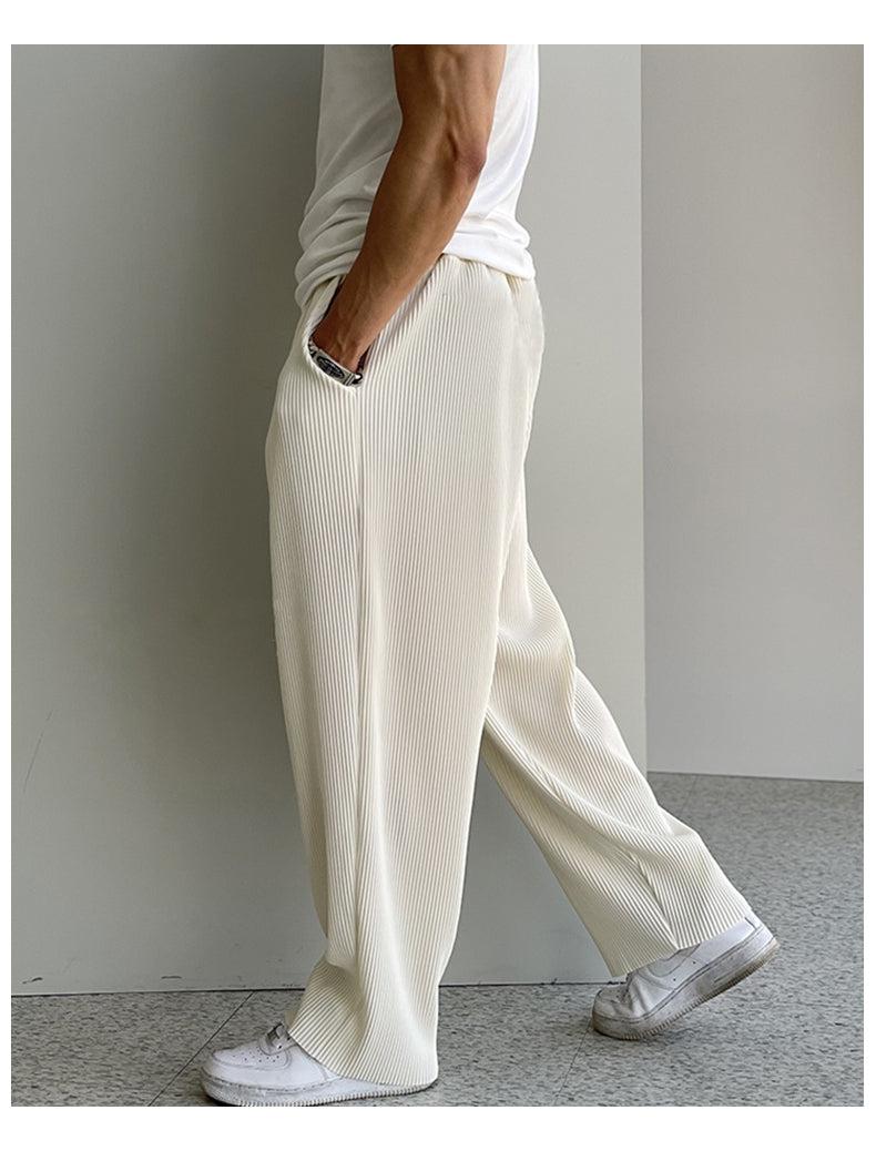 Drawstring Drape Pleated Pants