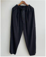 Drawstring Drape Pleated Pants