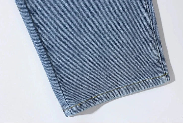 Drawstring Elastic Waist Straight Jeans