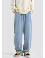 Drawstring Elastic Waist Straight Jeans