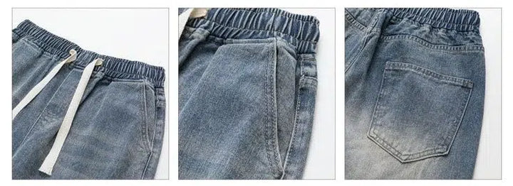 Drawstring Elastic Waist Straight Jeans