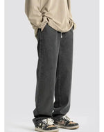 Drawstring Elastic Waist Straight Jeans