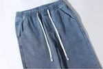 Drawstring Elastic Waist Straight Jeans