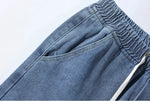 Drawstring Elastic Waist Straight Jeans