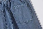 Drawstring Elastic Waist Straight Jeans
