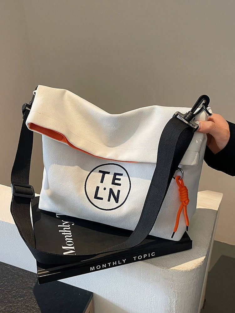 Drawstring Embroidered Logo Canvas Bag