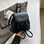 Drawstring Flap Closure Leather Backpack