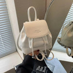 Drawstring Flap Closure Leather Backpack