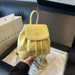 Drawstring Flap Closure Leather Backpack