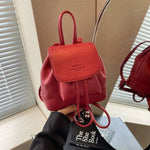 Drawstring Flap Closure Leather Backpack