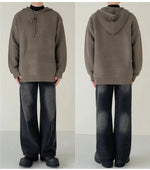 Drawstring Hooded Striped Drape Sweater