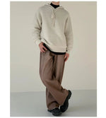 Drawstring Hooded Striped Drape Sweater