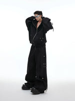 Drawstring Hoodie Wide-Leg Pants Set