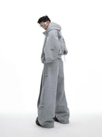 Drawstring Hoodie Wide-Leg Pants Set