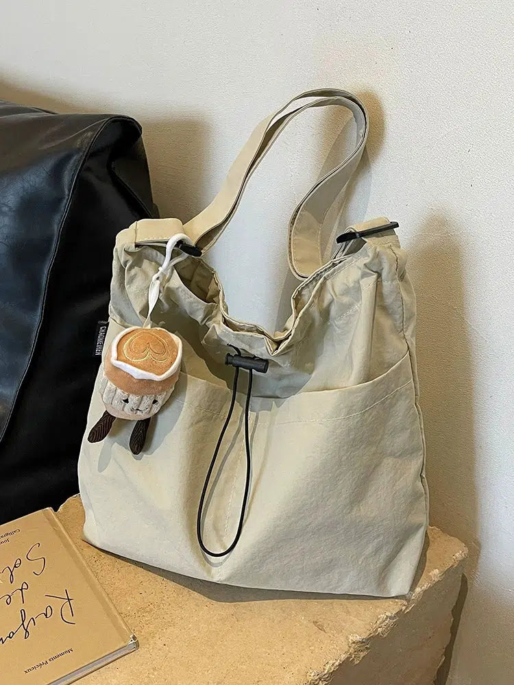 Drawstring Shoulder Tote Bag