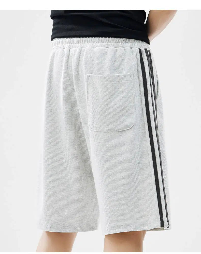 Drawstring Striped Athletic Shorts