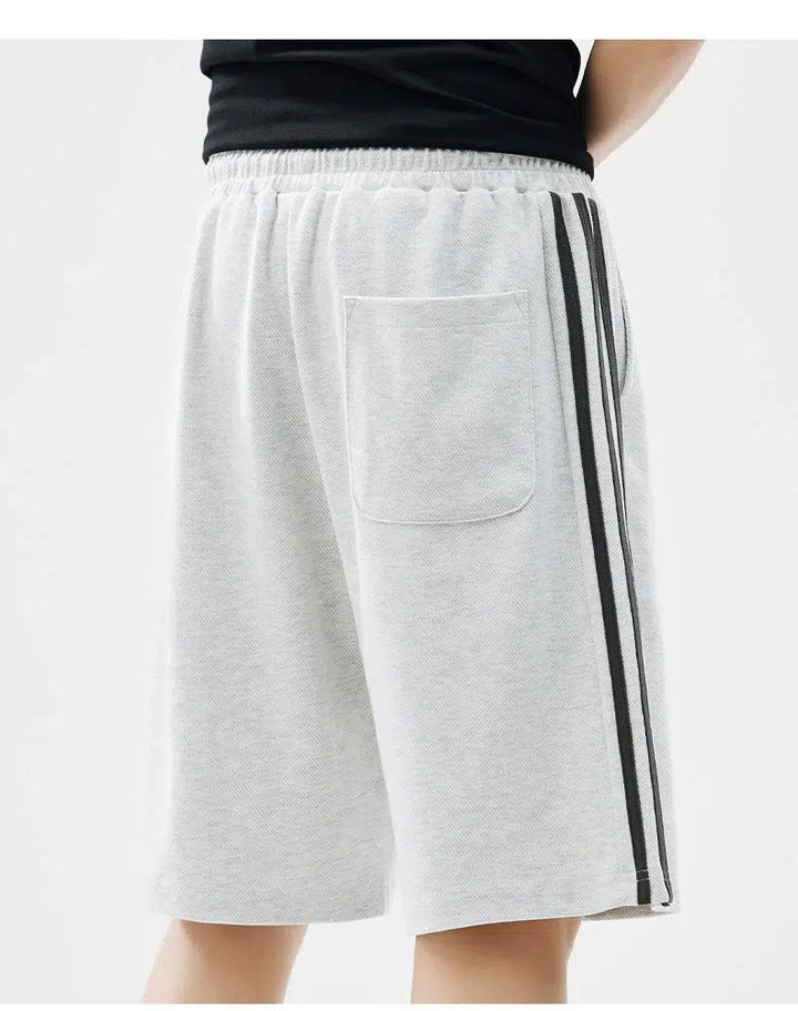Drawstring Striped Athletic Shorts