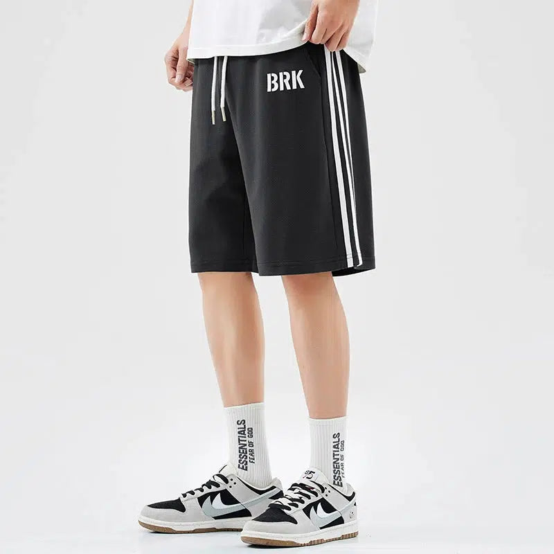 Drawstring Striped Athletic Shorts