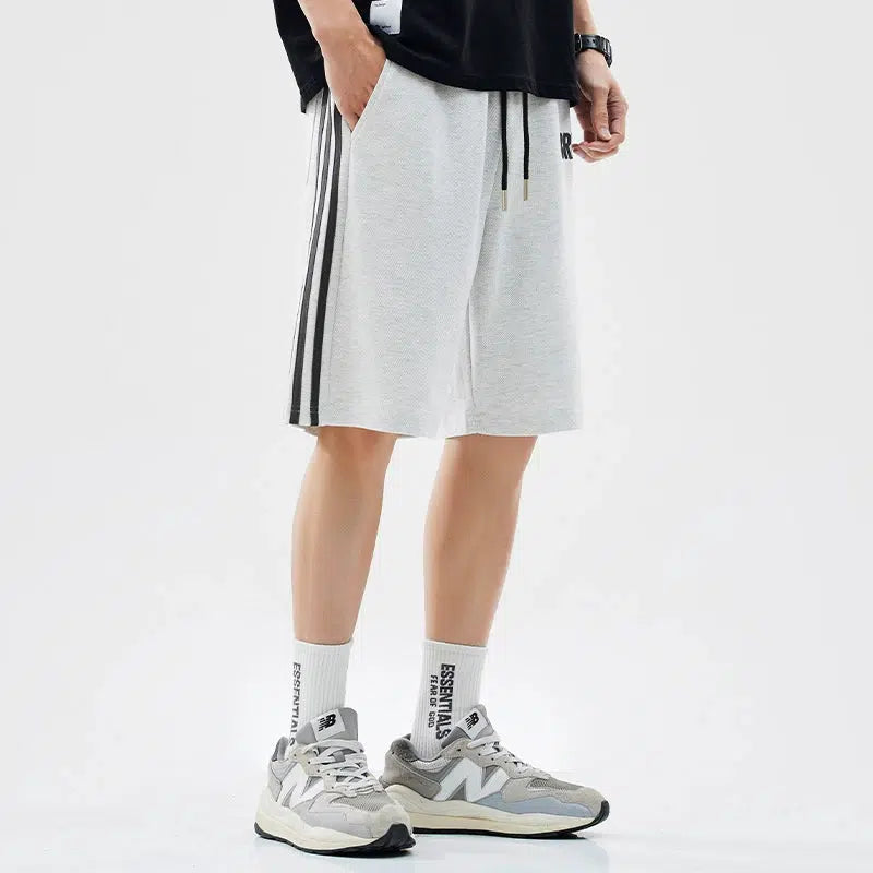 Drawstring Striped Athletic Shorts