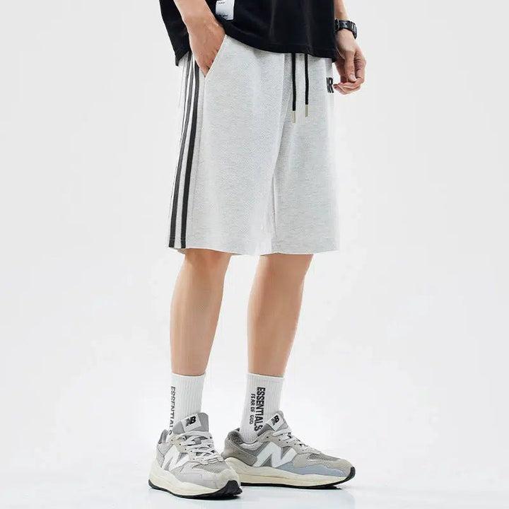 Drawstring Striped Athletic Shorts