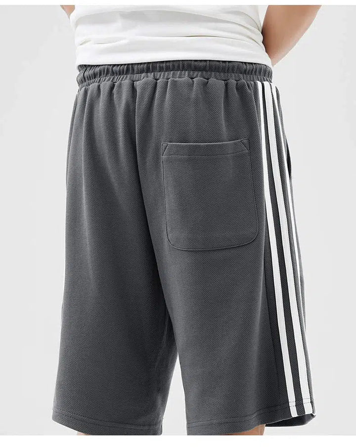Drawstring Striped Athletic Shorts