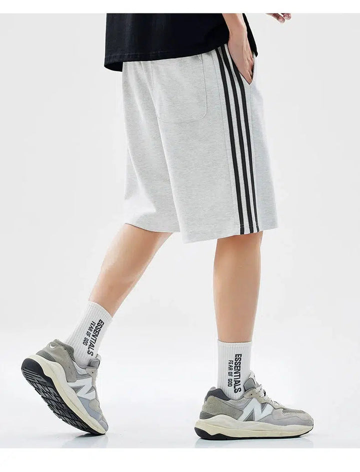 Drawstring Striped Athletic Shorts