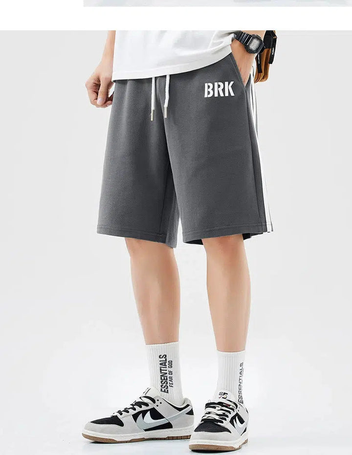 Drawstring Striped Athletic Shorts